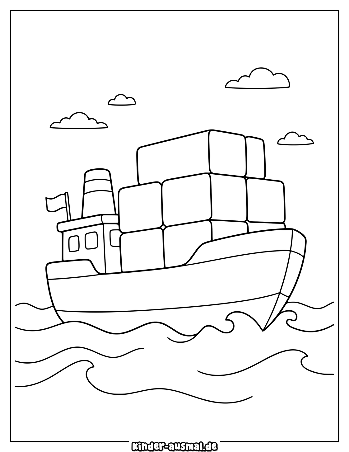 Cartoon Container Schiff Ausmalbild Druckbar Ausmalbild