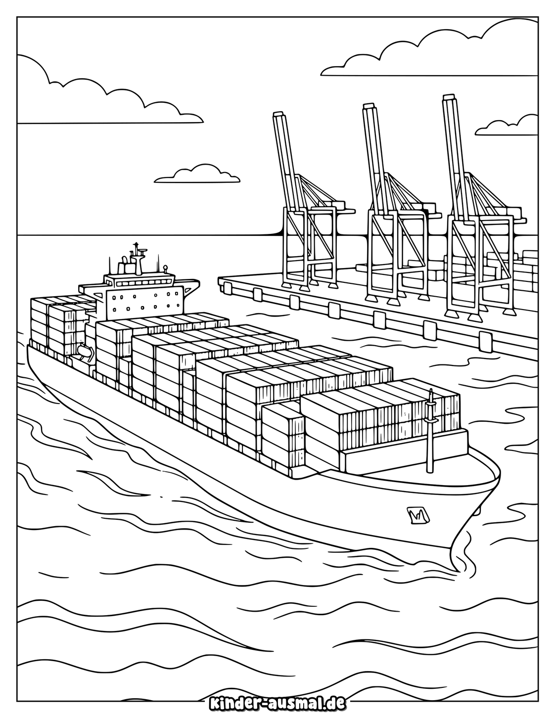 Container Schiff Beim Auslaufen Ausmalbild Ausmalbild