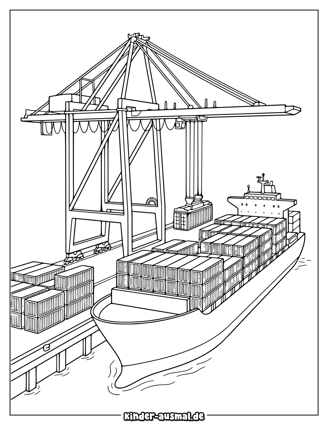 Container Schiff Beim Laden Malvorlage Ausmalbild