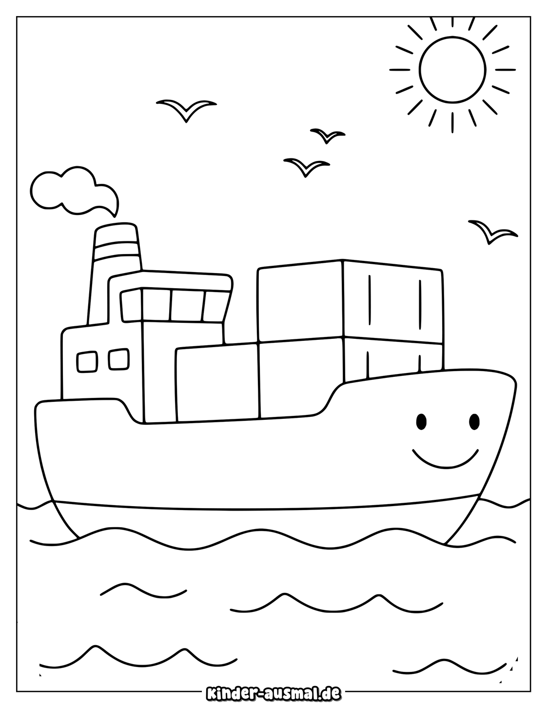 Container Schiff Fr Kinder Ausmalbild Ausmalbild