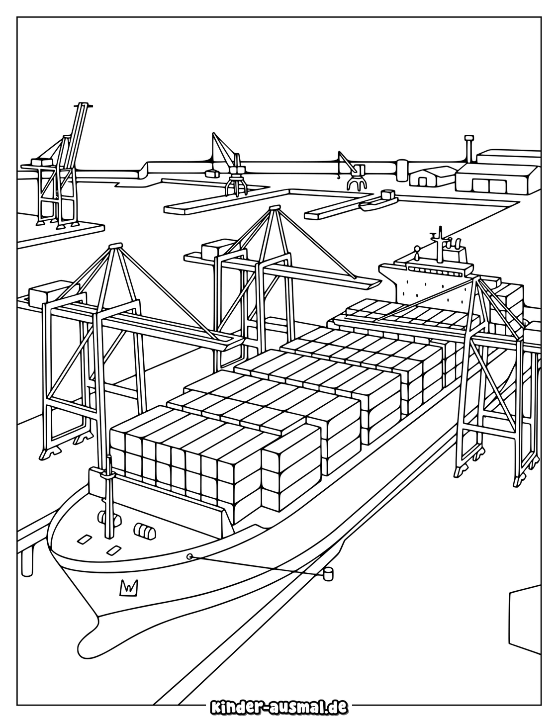 Container Schiff Im Hafen Ausmalbild Ausmalbild