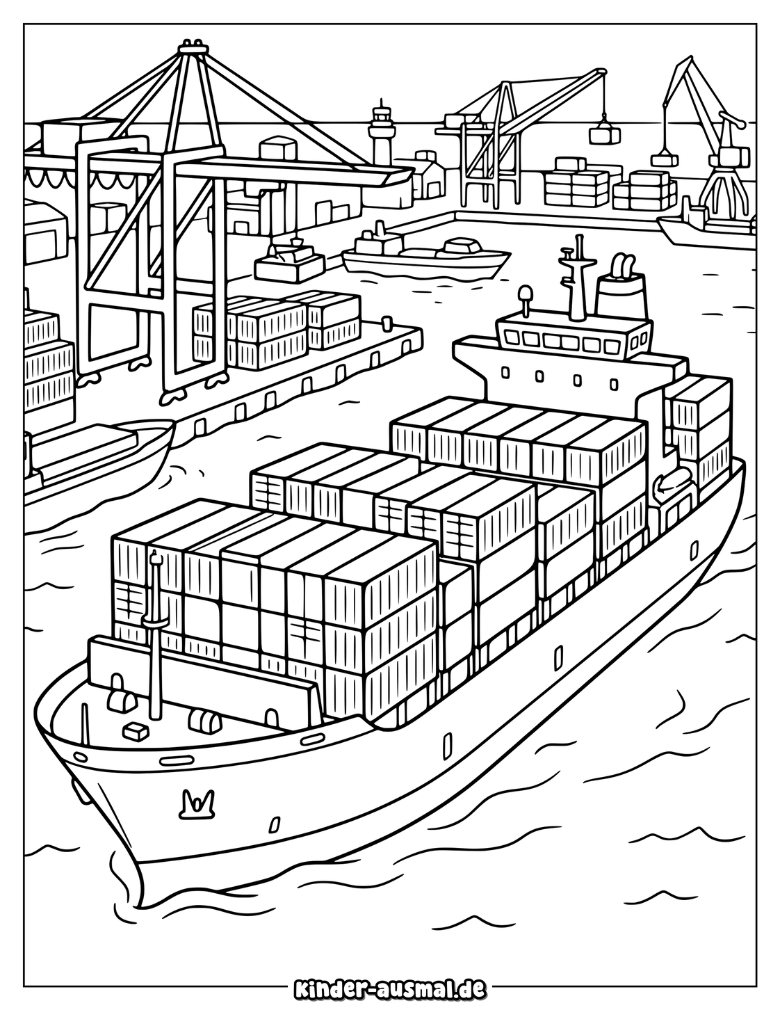 Container Schiff Malvorlage Druckbar Ausmalbild