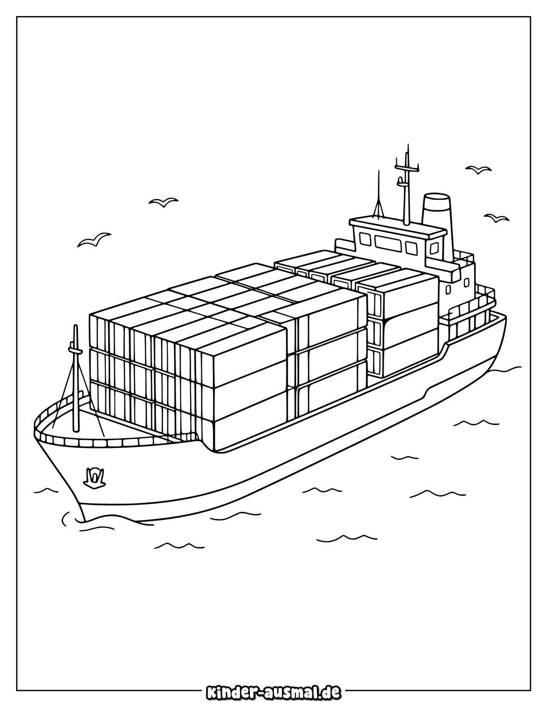 Container Schiff Mit Containern Malvorlage Ausmalbild
