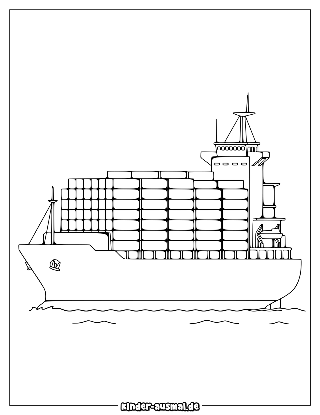 Container Schiff Seitenansicht Ausmalbild Druckbar Ausmalbild