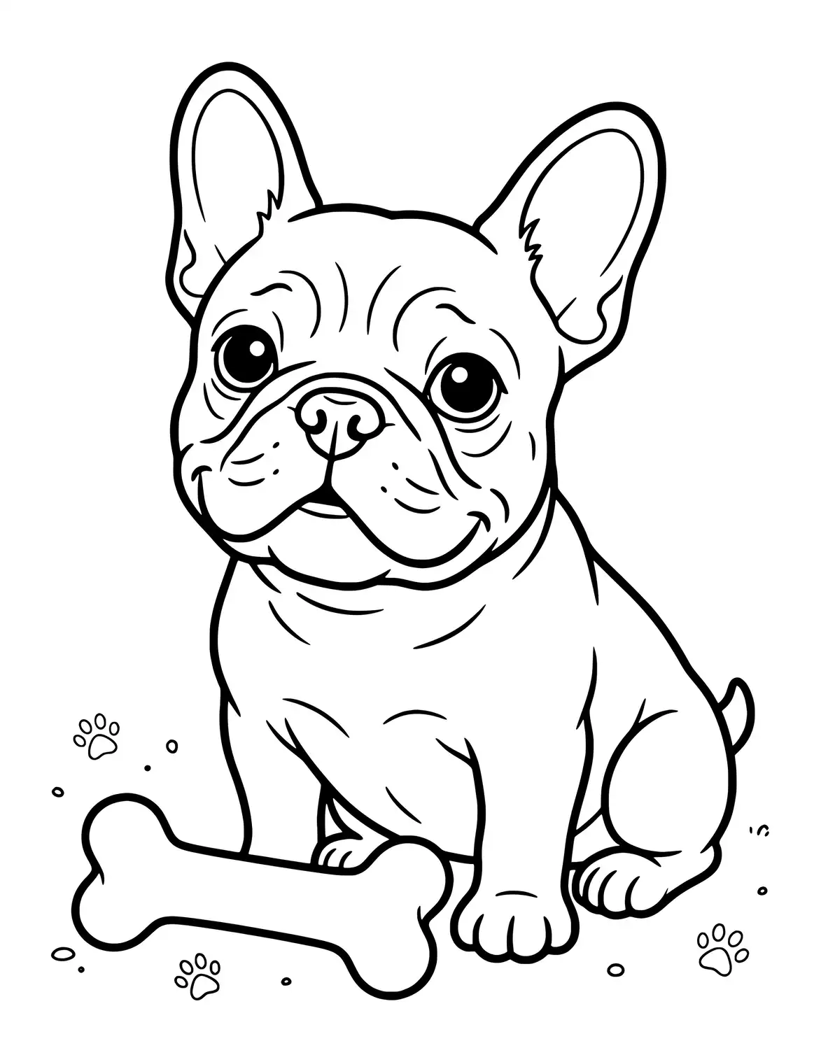French Bulldog mit einem Knochen.