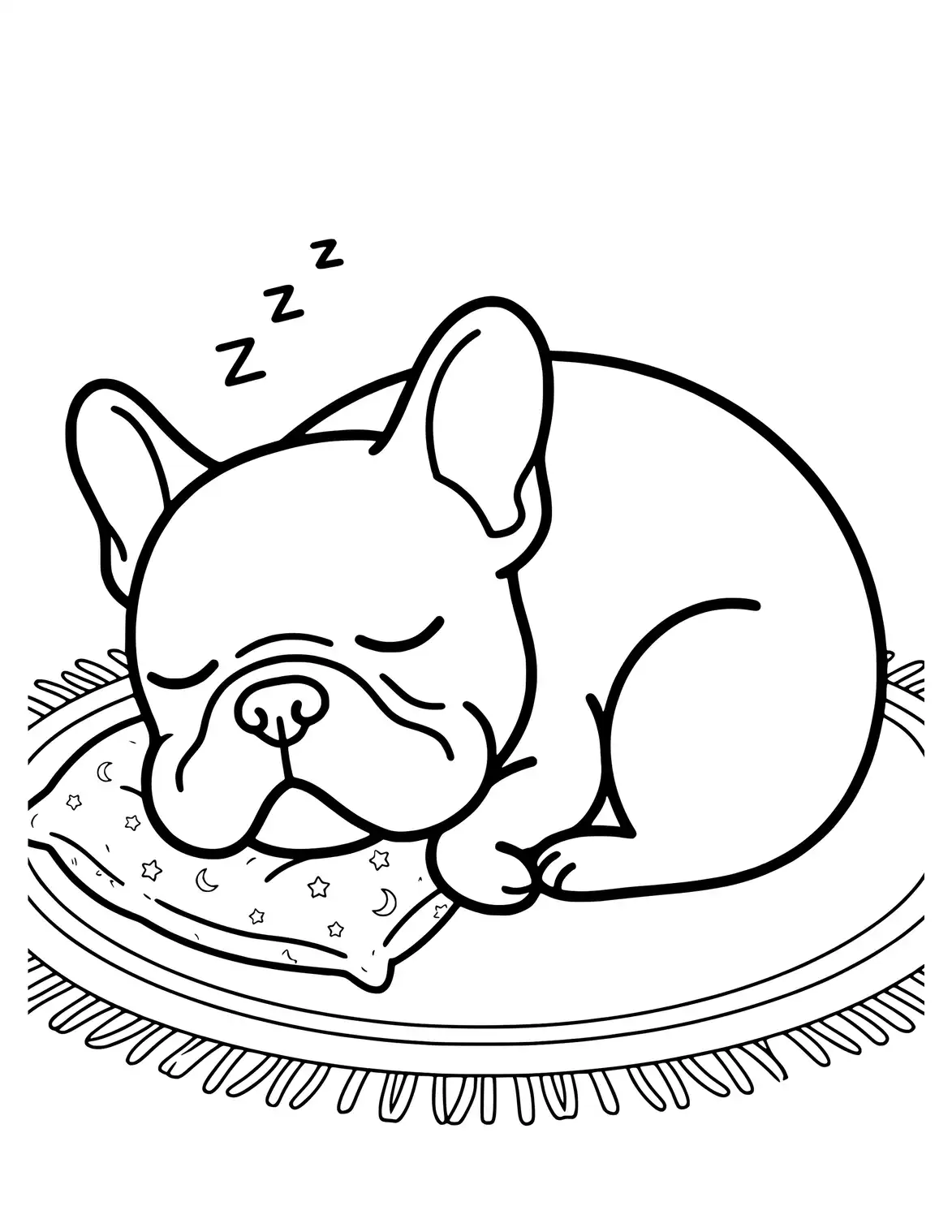 Müder French Bulldog beim Schlafen.