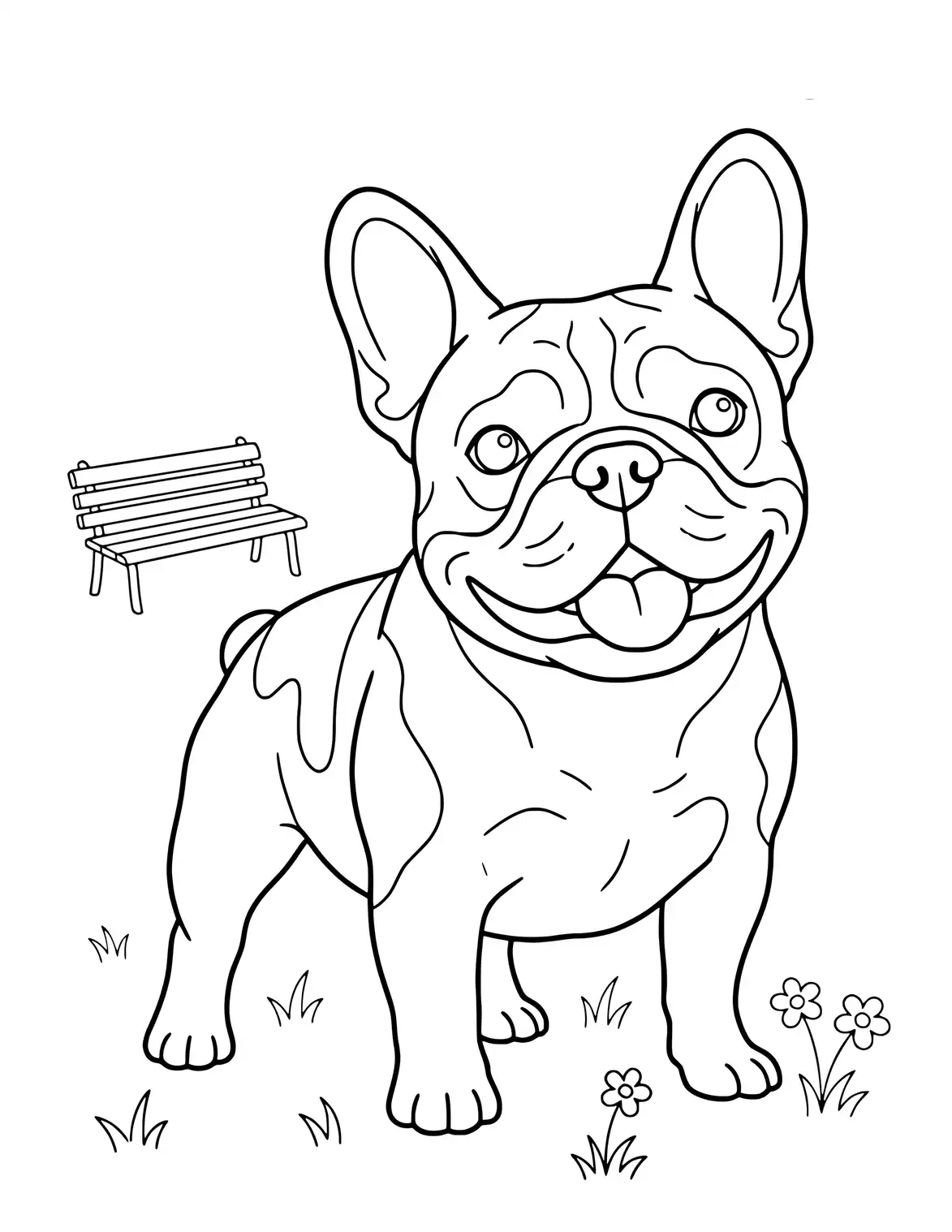 French Bulldog verbringt Zeit im Park.