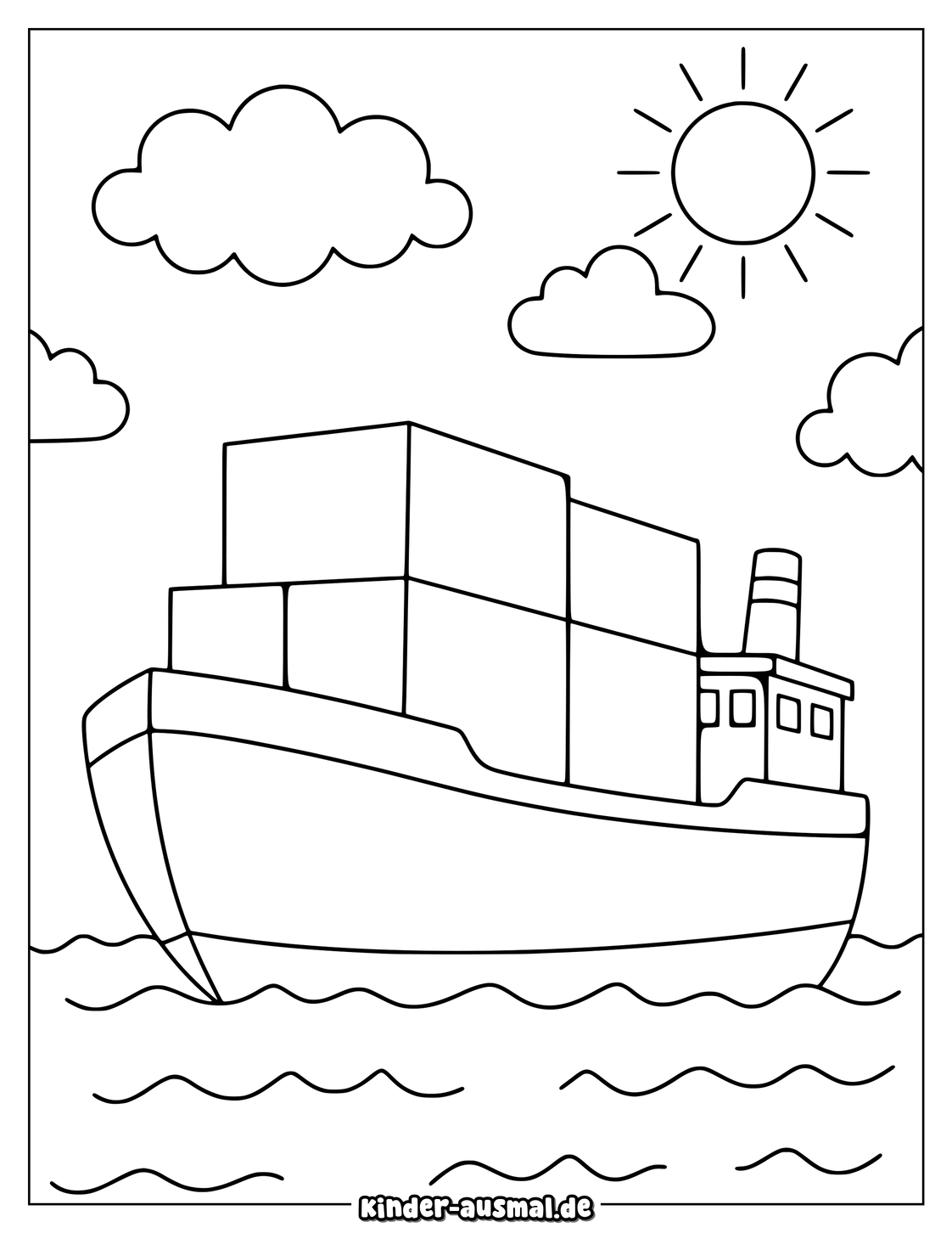 Einfaches Container Schiff Ausmalbild Druckbar Ausmalbild