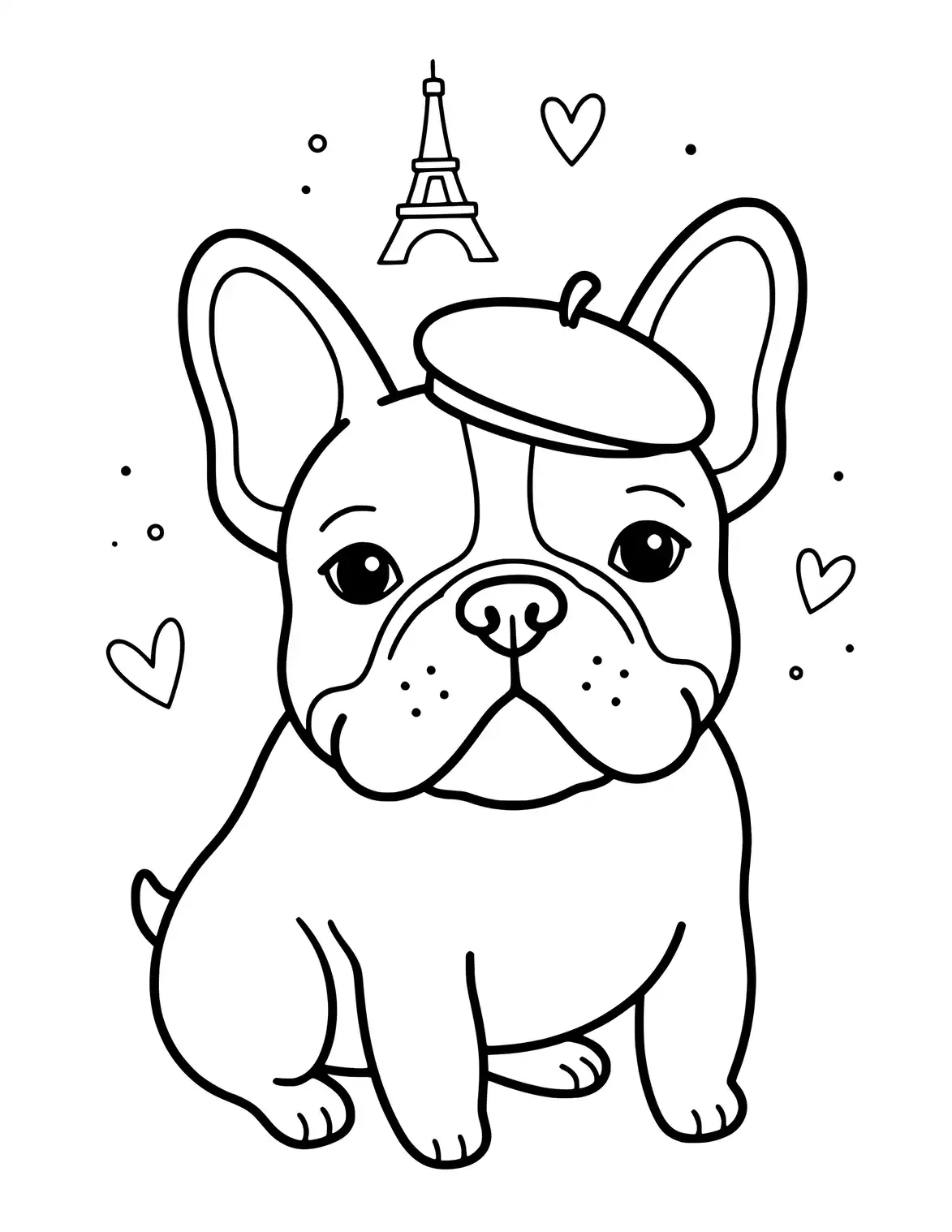 French Bulldog mit Pariser Stil.