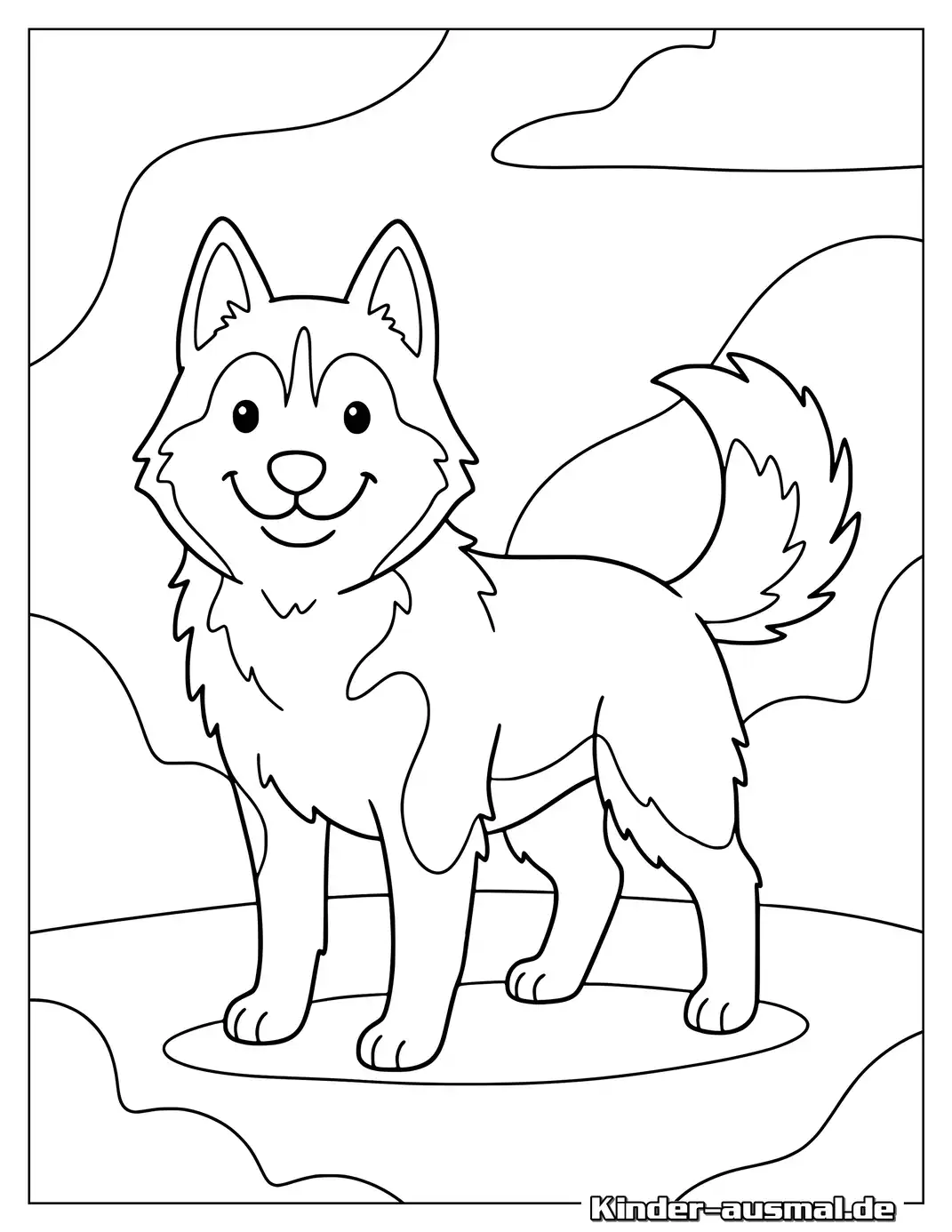 Fröhlicher Husky Malvorlage