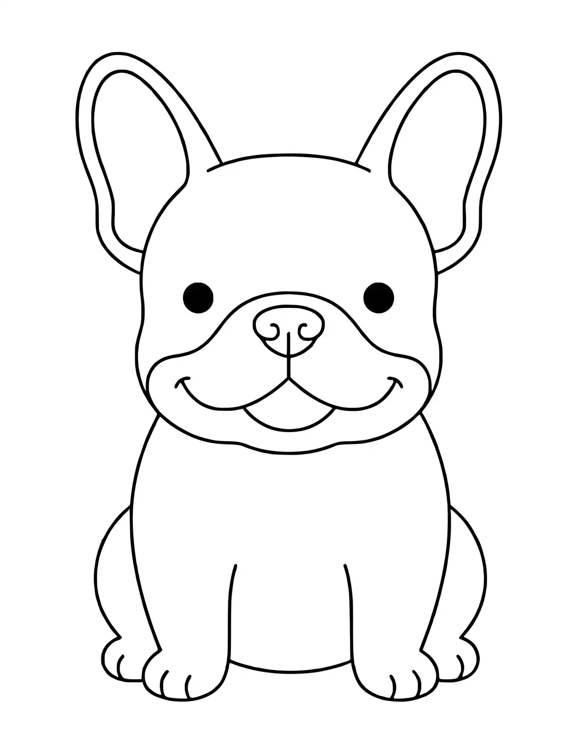 Kawaii French Bulldog mit großen Augen.
