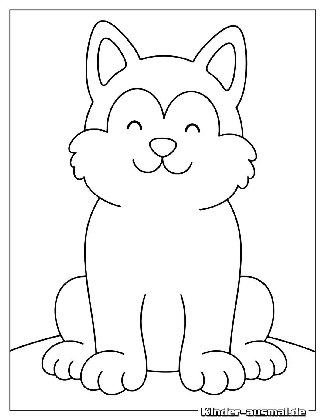 Niedlicher Husky-Welpe zum Ausmalen.
