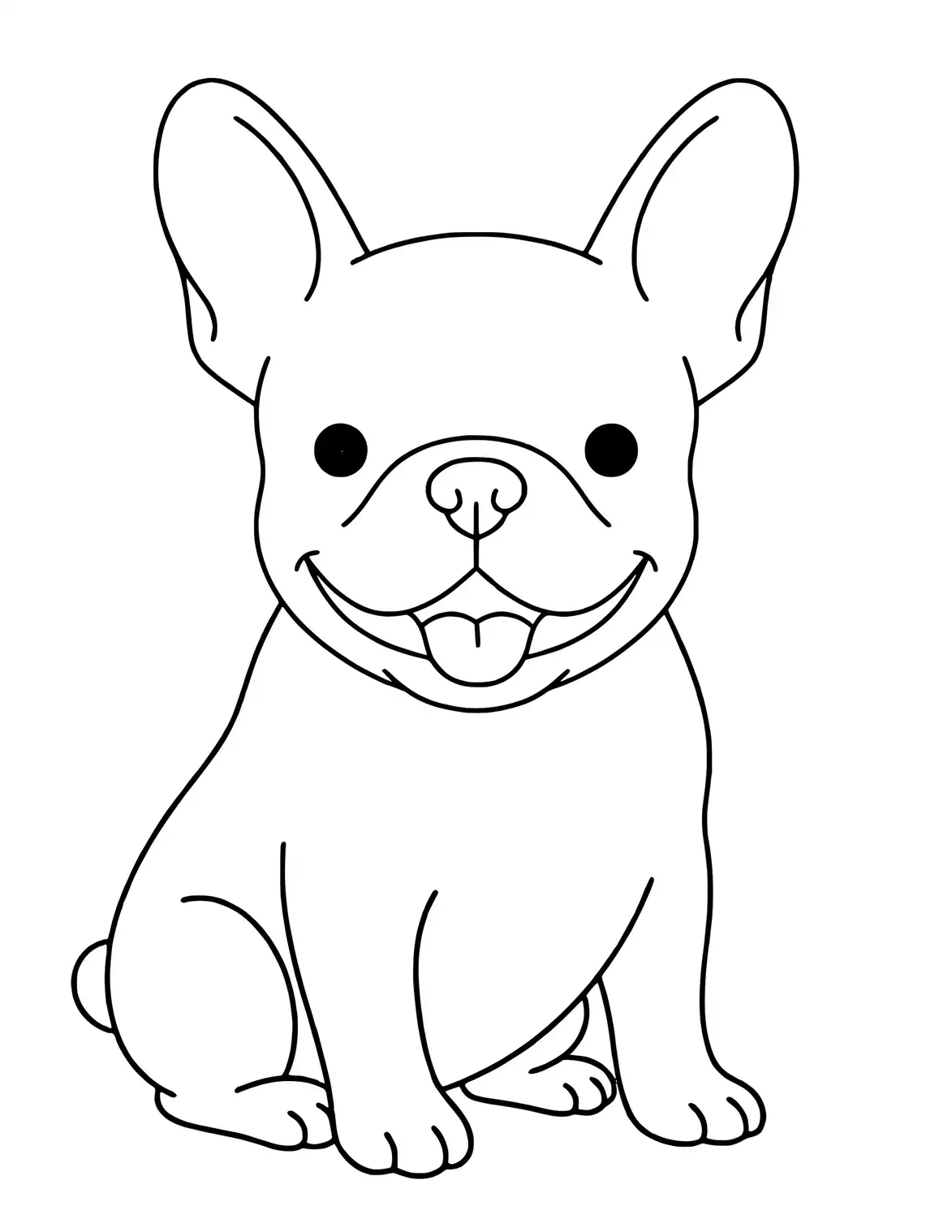 Sitzender French Bulldog mit süßem Gesicht.