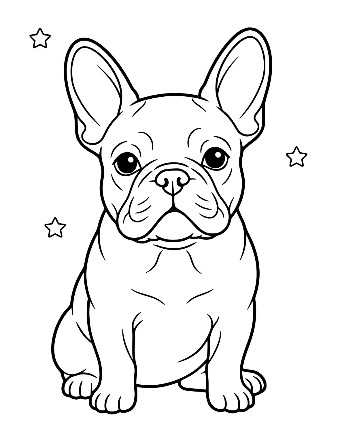 Stolzer French Bulldog sitzt aufrecht.