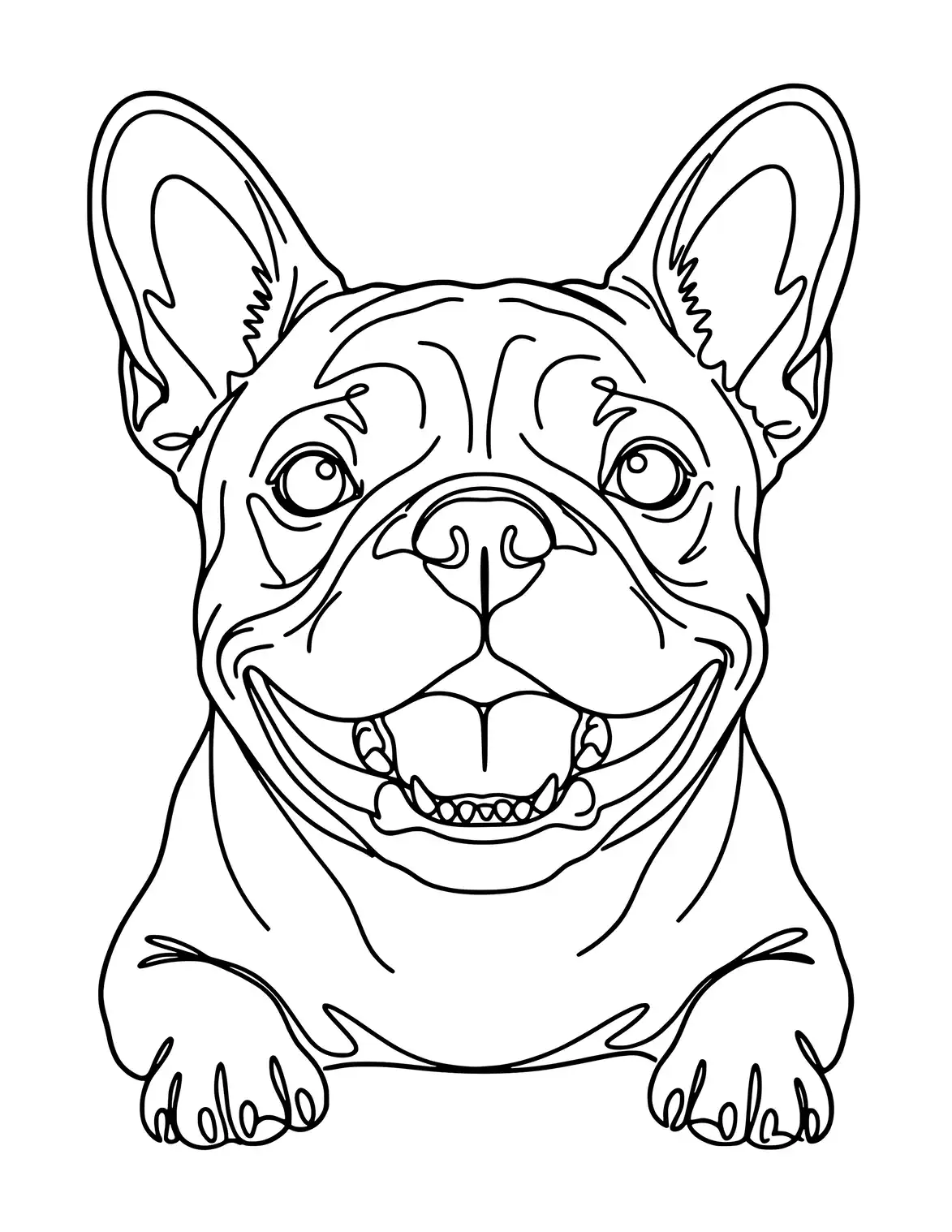 Fröhlicher French Bulldog mit großem Lächeln.
