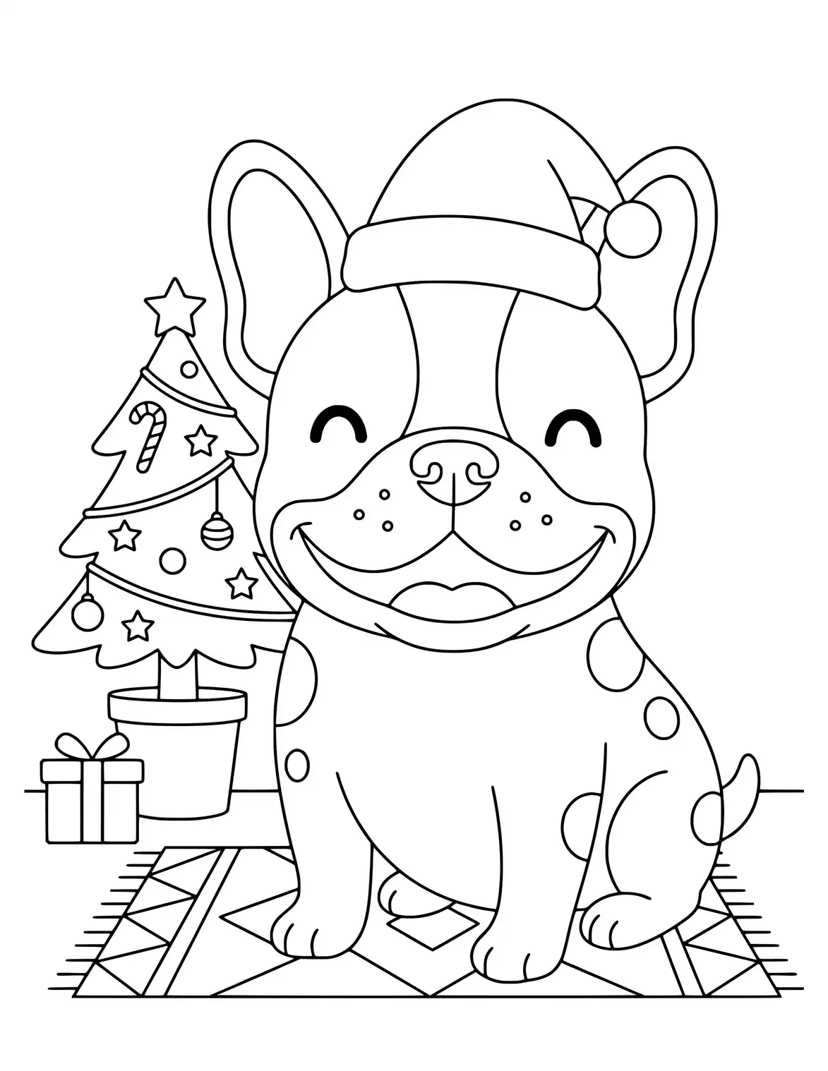 French Bulldog mit Weihnachtsmütze.