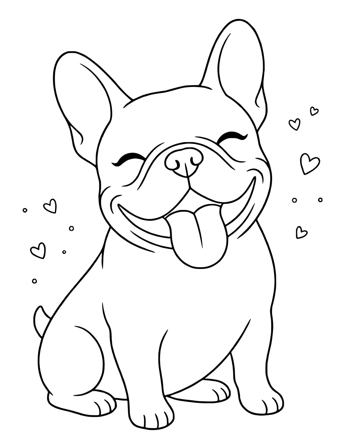 French Bulldog mit herausgestreckter Zunge.