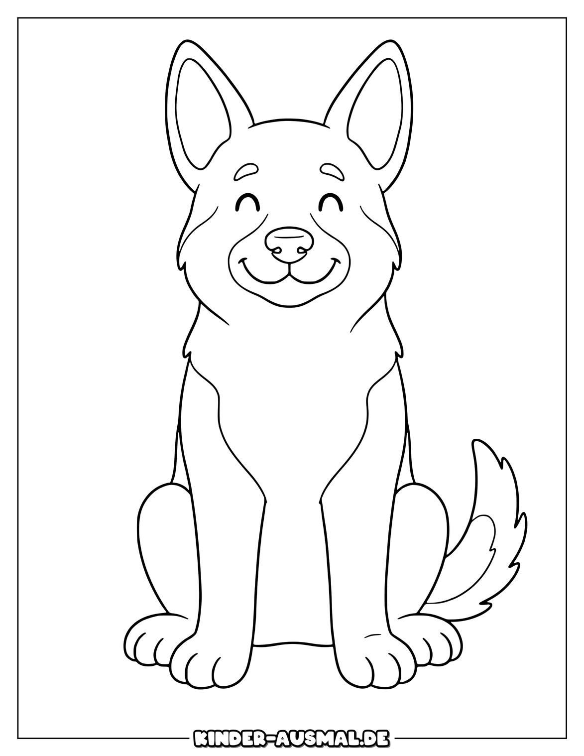 Fröhlicher Schäferhund mit freundlichem Gesicht und großen Pfoten.